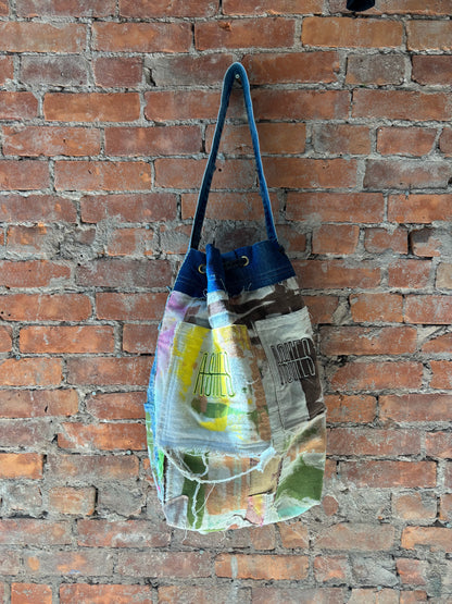 DROP CLOTH & DENIM BUCKET BAG