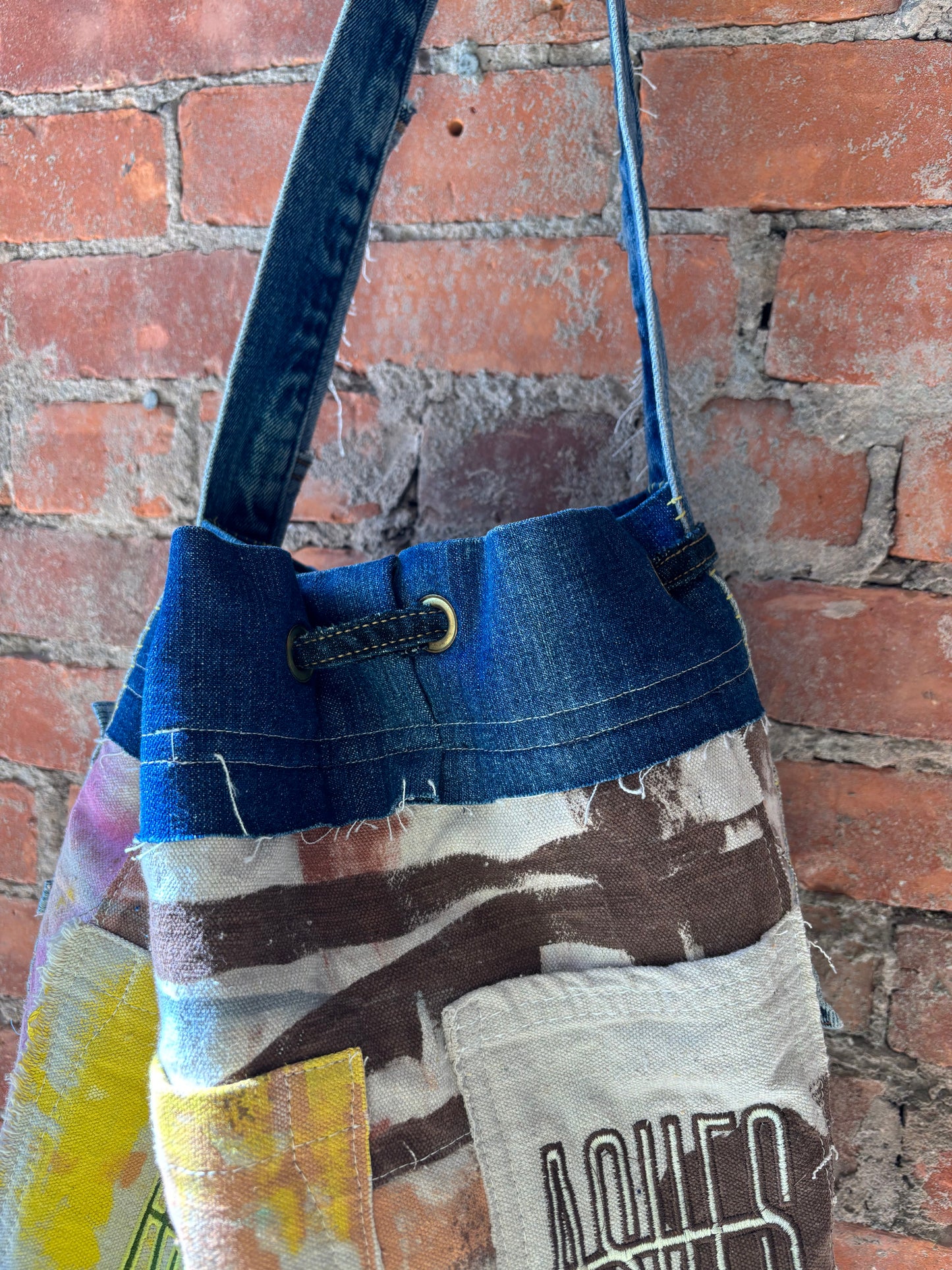 DROP CLOTH & DENIM BUCKET BAG