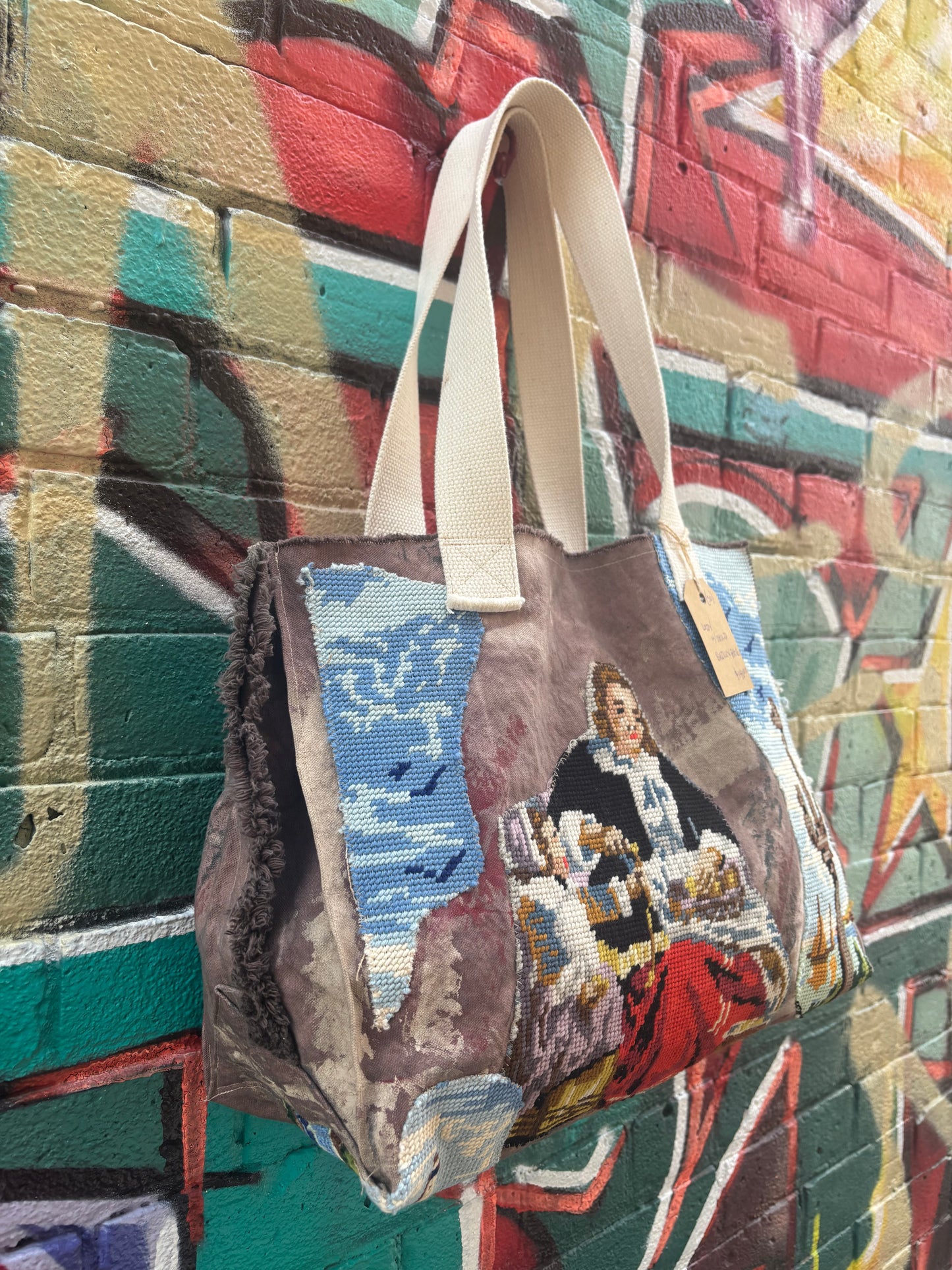 Lady with Child - Brown Canvas Bag
