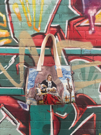 Lady with Child - Brown Canvas Bag