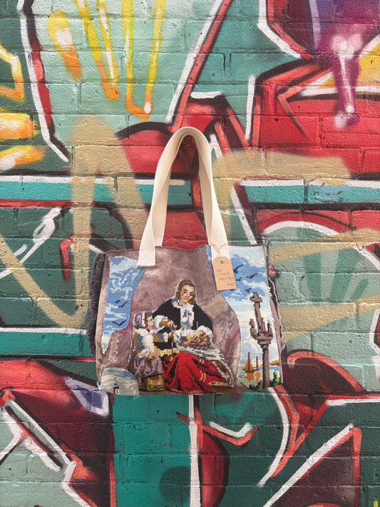 Lady with Child - Brown Canvas Bag