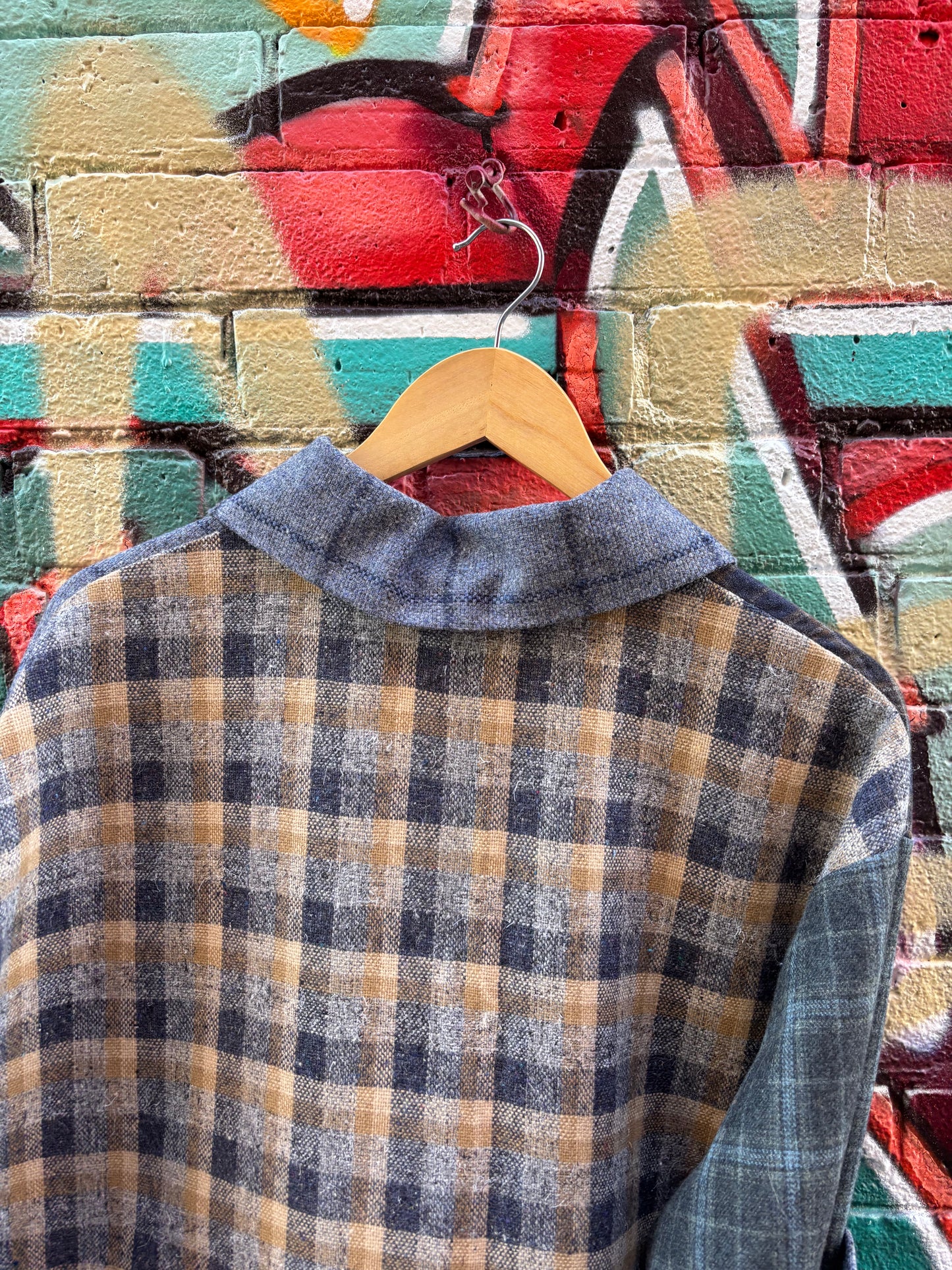 Plaid Cropped JACKET with Denim Details