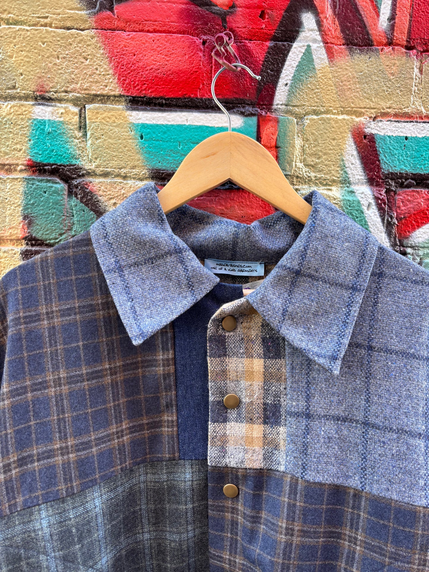 Plaid Cropped JACKET with Denim Details