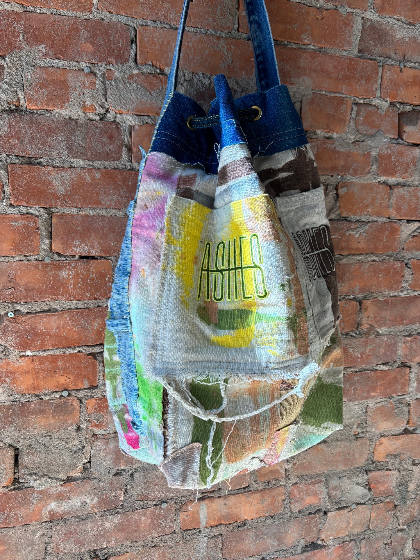 DROP CLOTH & DENIM BUCKET BAG