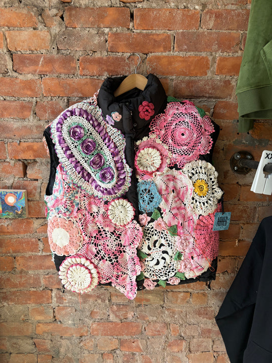 CRAZY COOL UPCYCLED DOILY PUFFER VEST