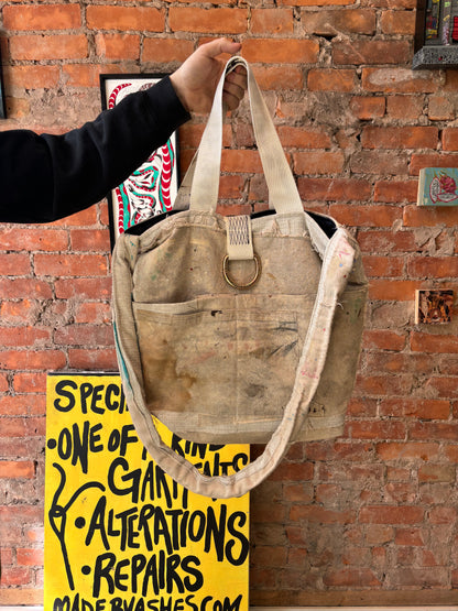 REWORKED ARTIST DROP CLOTH TOTE BAG