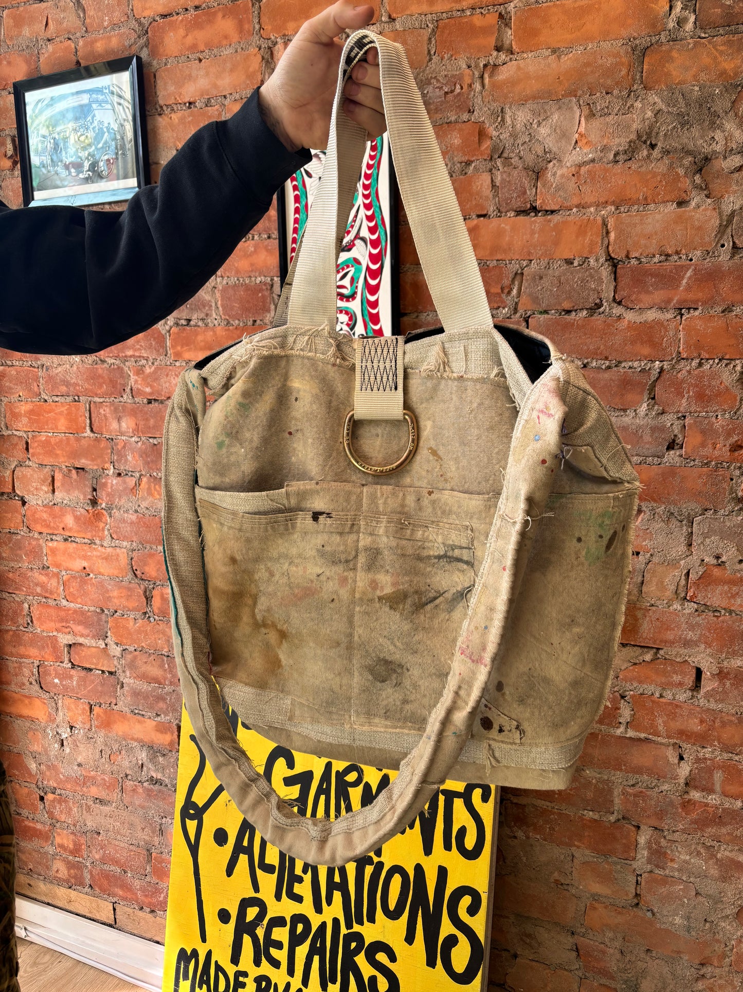 REWORKED ARTIST DROP CLOTH TOTE BAG