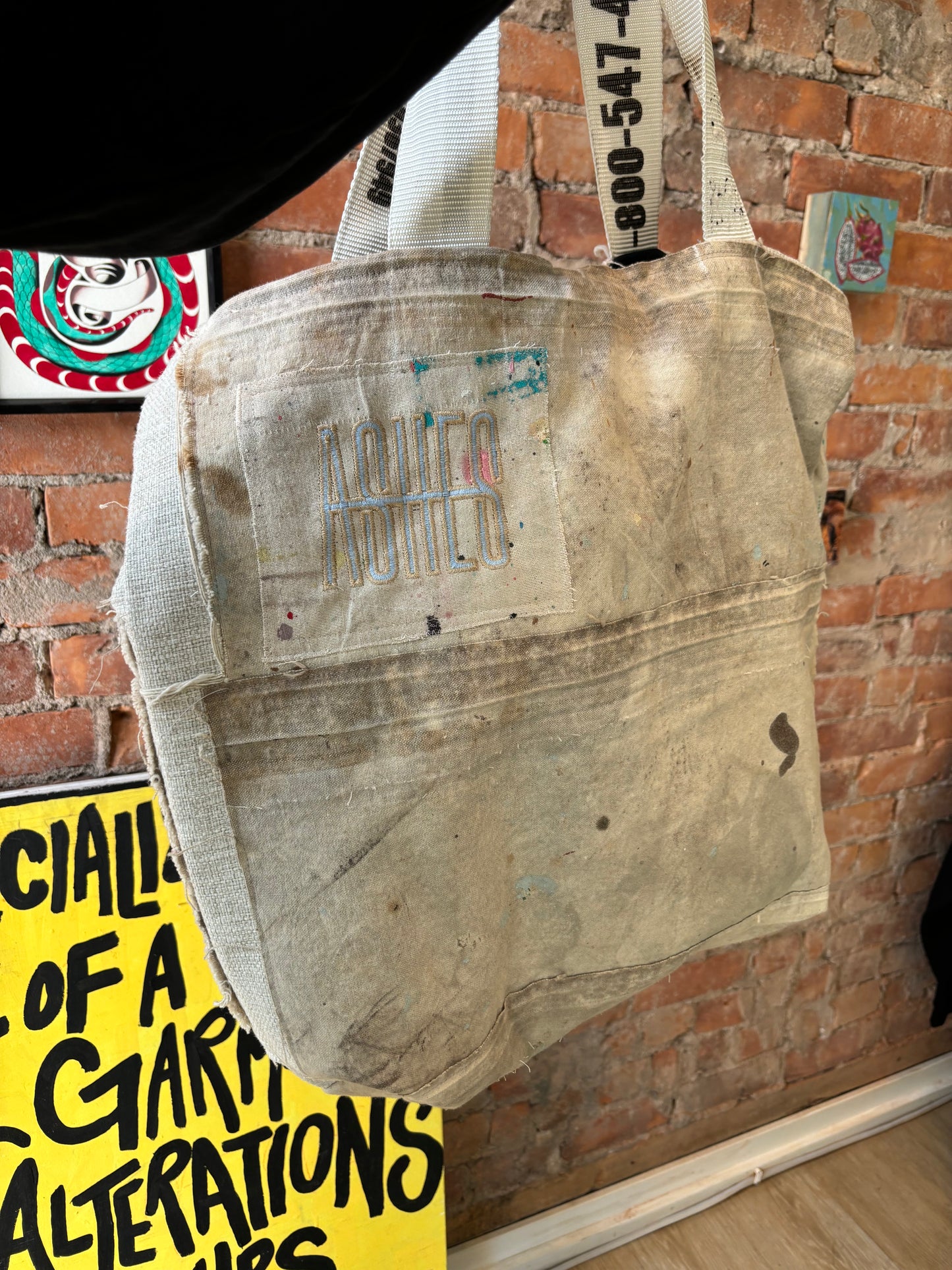 REWORKED ARTIST DROP CLOTH TOTE BAG