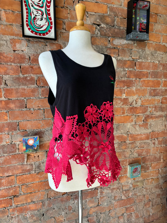 REWORKED TANK W/ VINTAGE DYED DOILIES