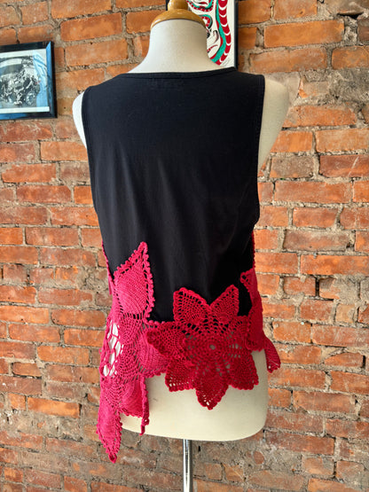 REWORKED TANK W/ VINTAGE DYED DOILIES