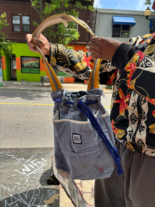 DROP CLOTH BUCKET BAG - SHADES OF BLUE