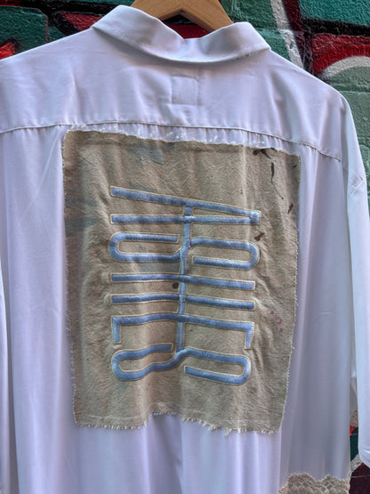 WHITE COLLARED TOP WITH VINTAGE DOILIES