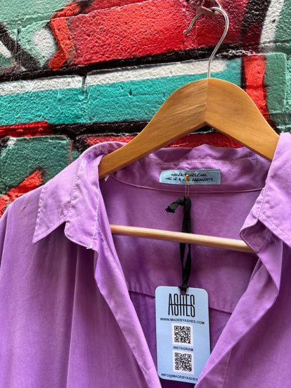 PURPLE COTTON SHIRT WITH DOILIES