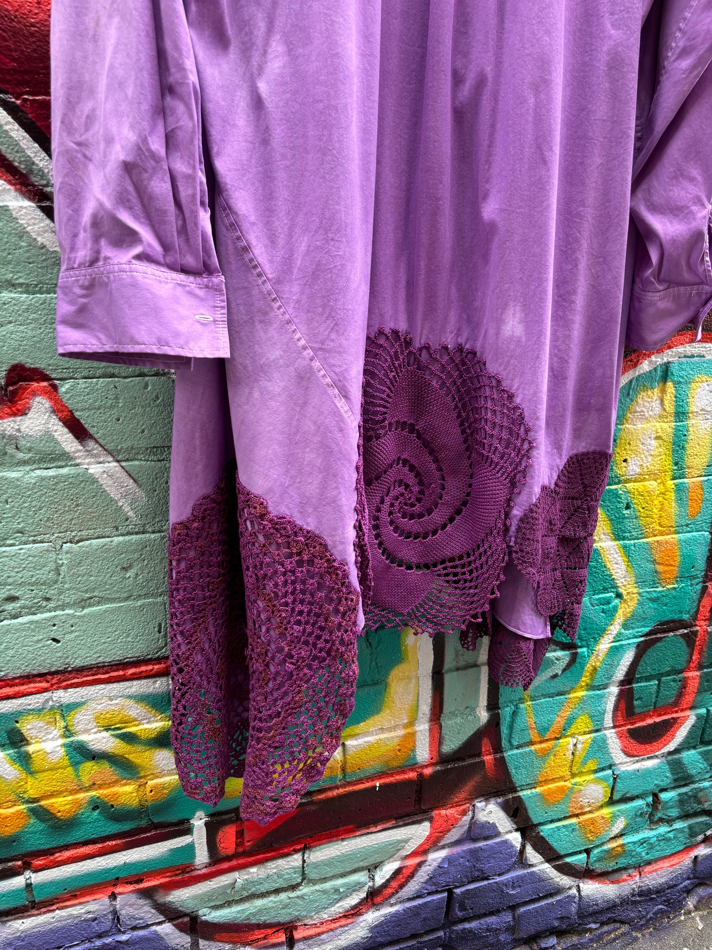 PURPLE COTTON SHIRT WITH DOILIES