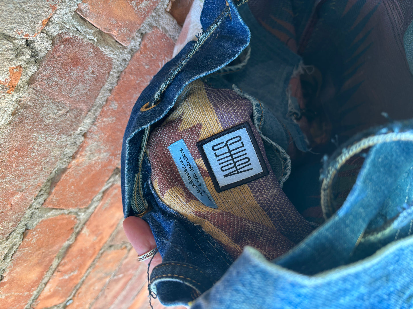 DROP CLOTH & DENIM BUCKET BAG