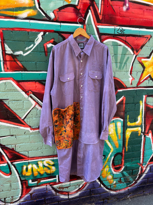REWORKED TOP W/ ARTIST DROP CLOTHS