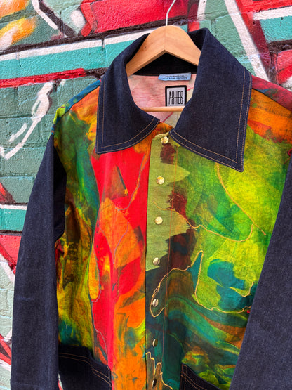 PAINTED CANVAS & DENIM JACKET