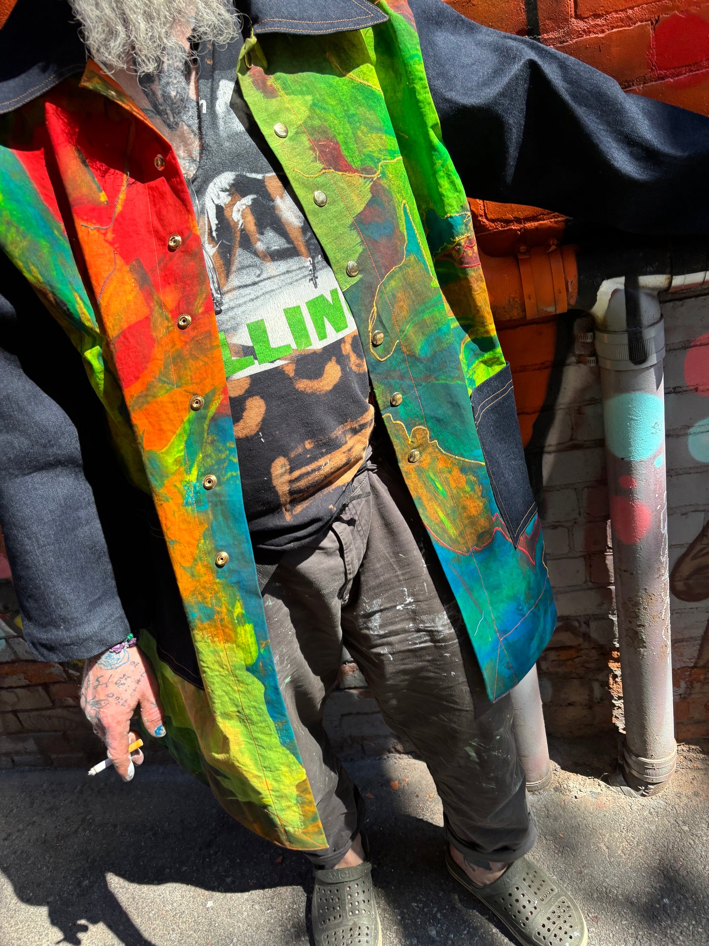 PAINTED CANVAS & DENIM JACKET