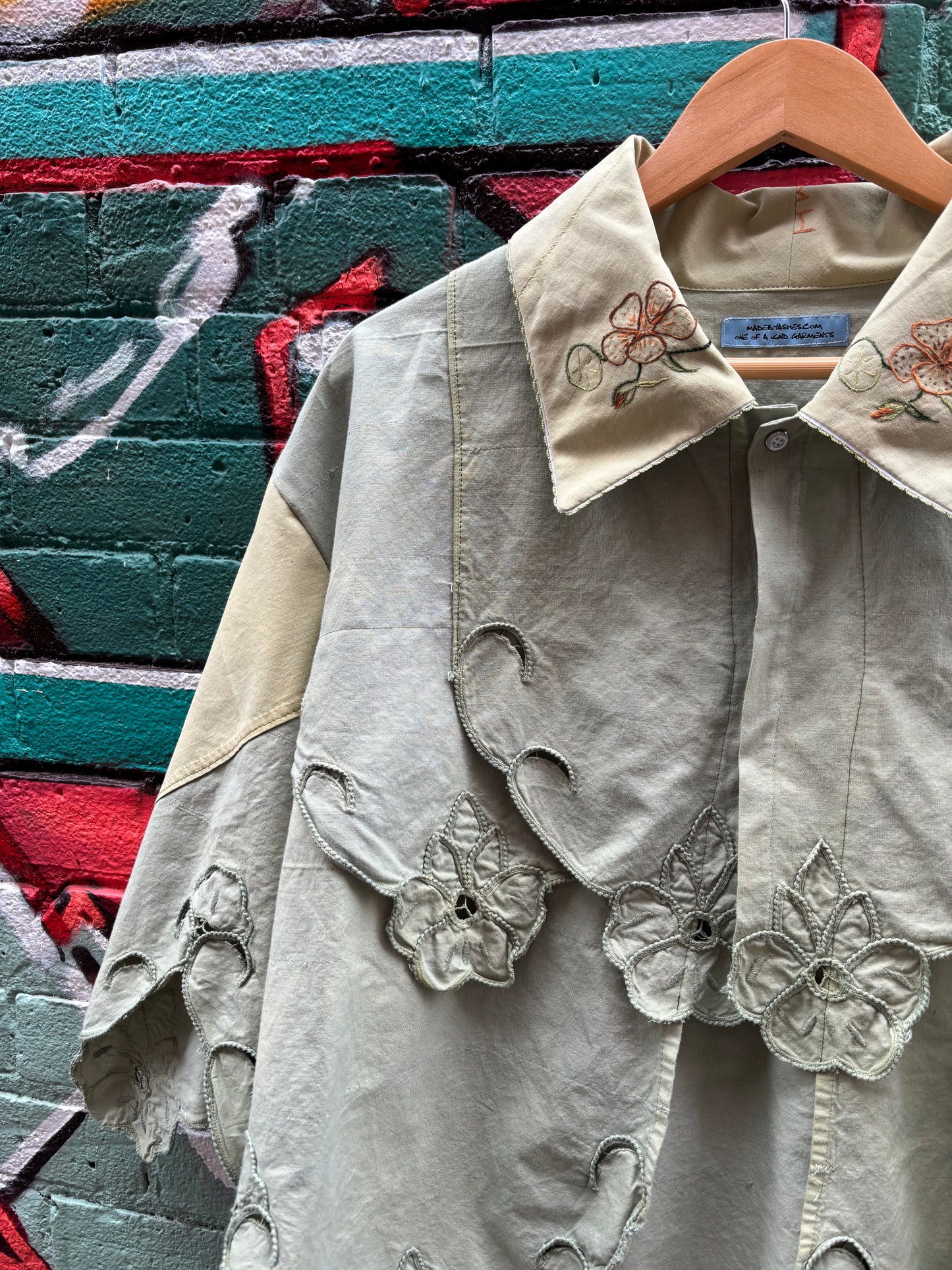 MOSS HAND DYED COTTON COLLARED TOP