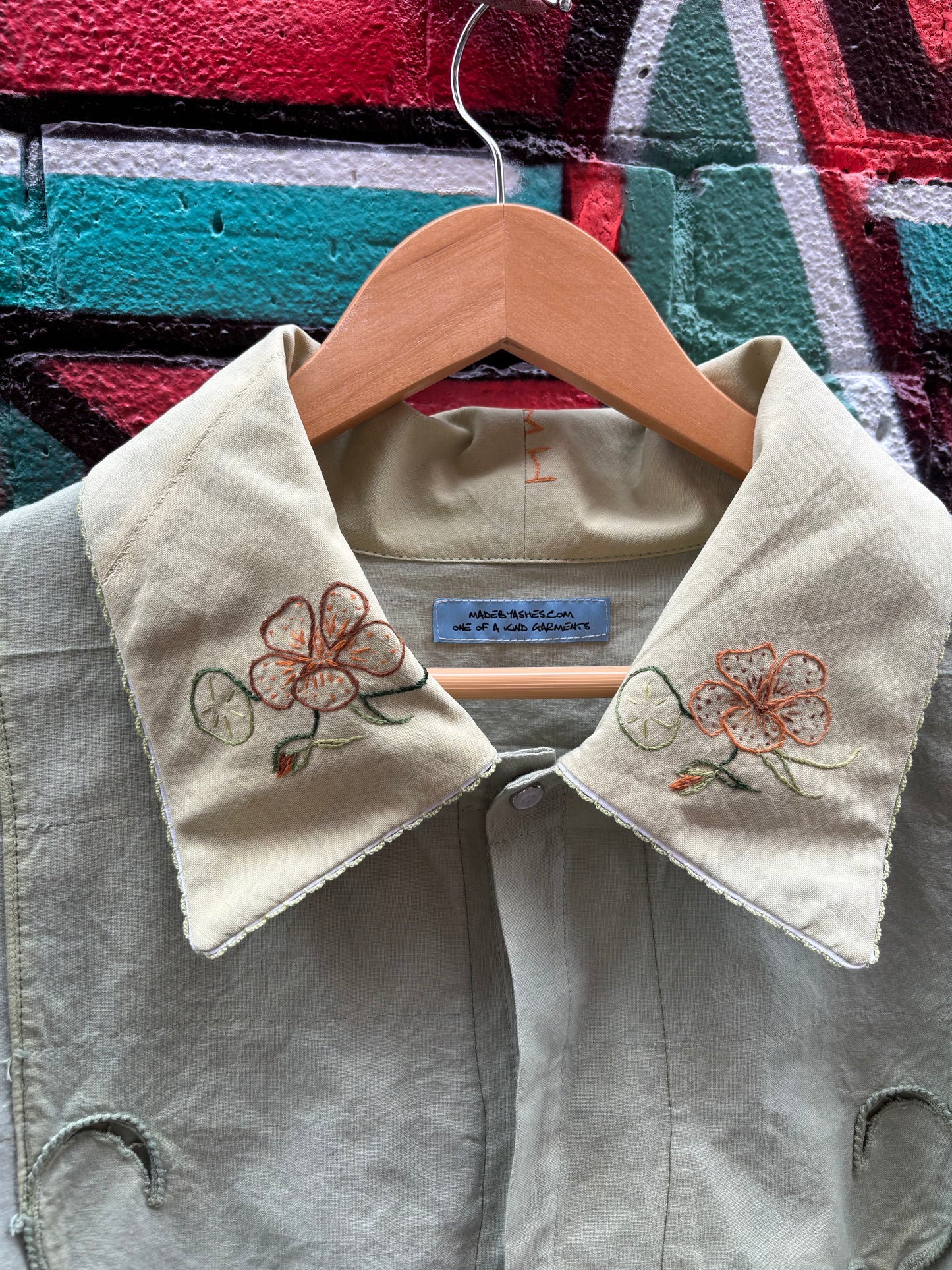 MOSS HAND DYED COTTON COLLARED TOP