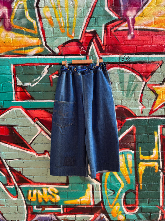 DENIM CURTAIN PANTS