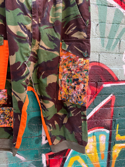 WORN BY ASHES SPRING 24’ FASHION SHOW - CAMO REVAMP PANTS - 36” ( adjustable buckles )