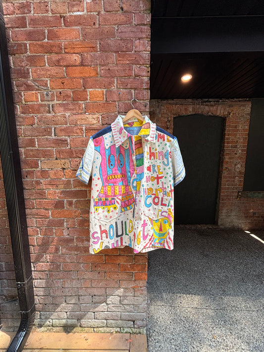 1ST Sample , Jumpsuit , Hand drawn drop cloth