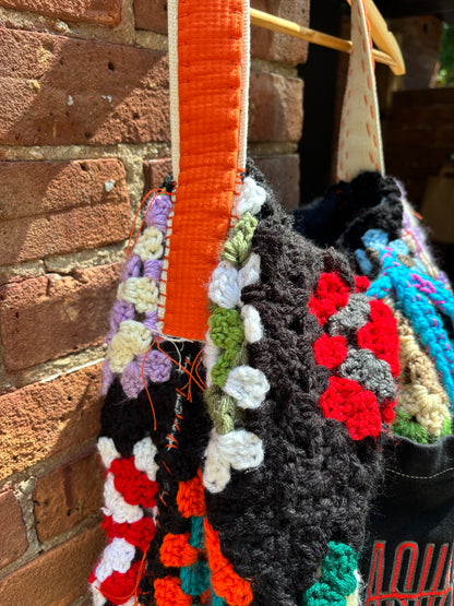 GRANNY SQUARE & DENIM JUMBO TOTE BAG