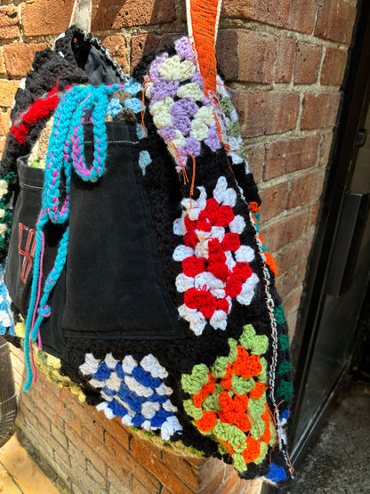GRANNY SQUARE & DENIM JUMBO TOTE BAG