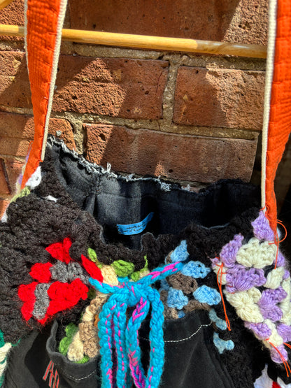 GRANNY SQUARE & DENIM JUMBO TOTE BAG