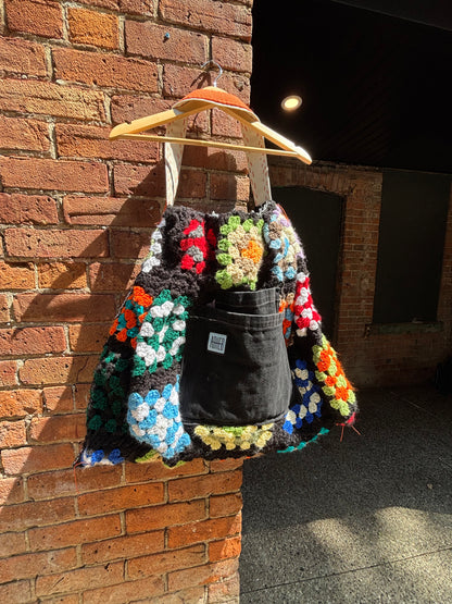 GRANNY SQUARE & DENIM JUMBO TOTE BAG