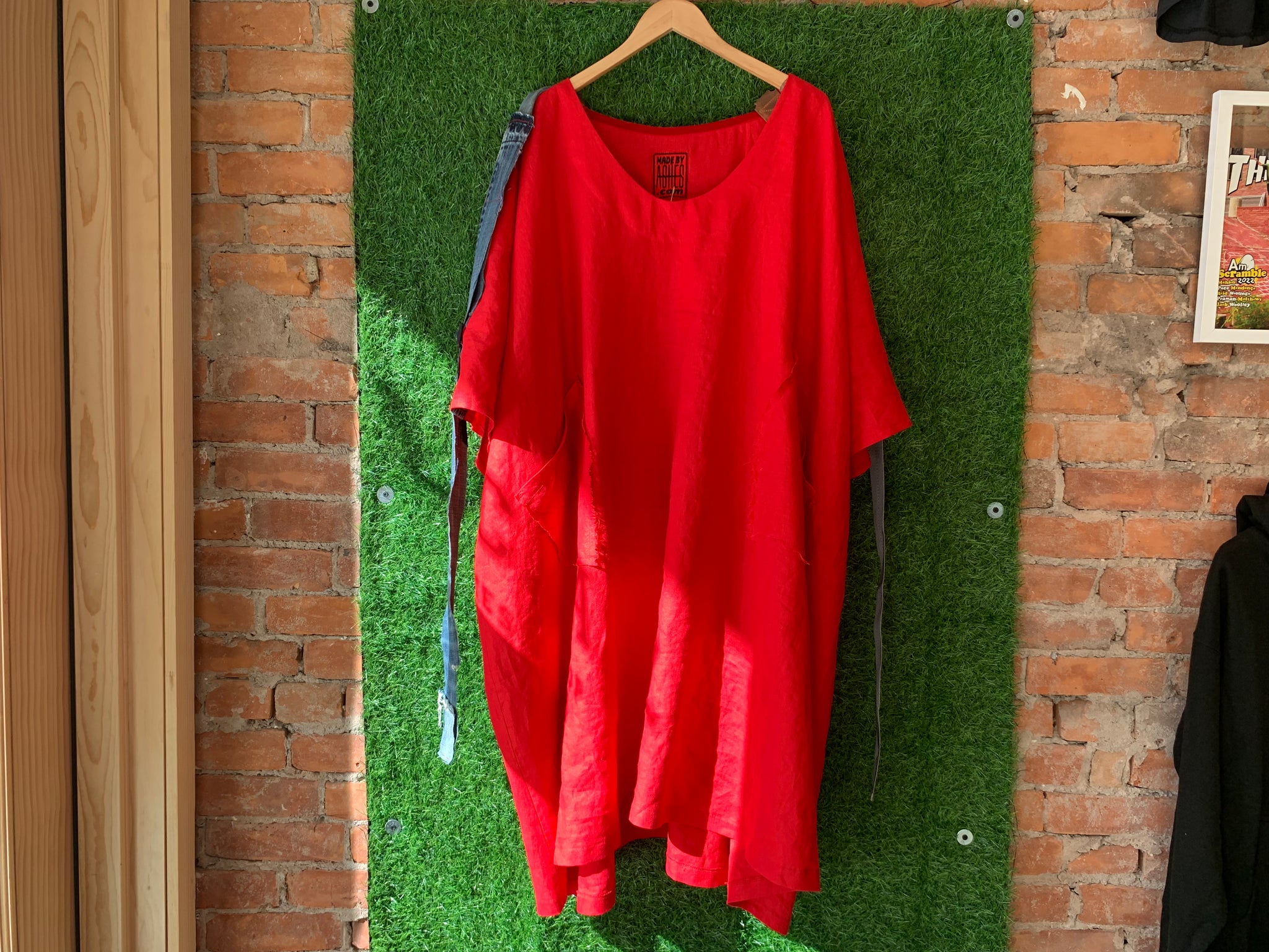 33 RED LINEN SHIRT- FITS UP TO 3XL - ONE OF A KIND