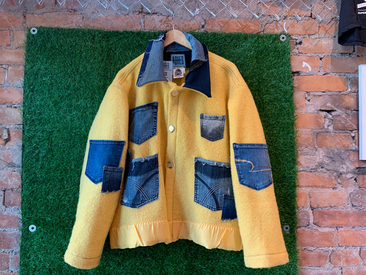 YELLOW WOOL & DENIM UTILITY JACKET