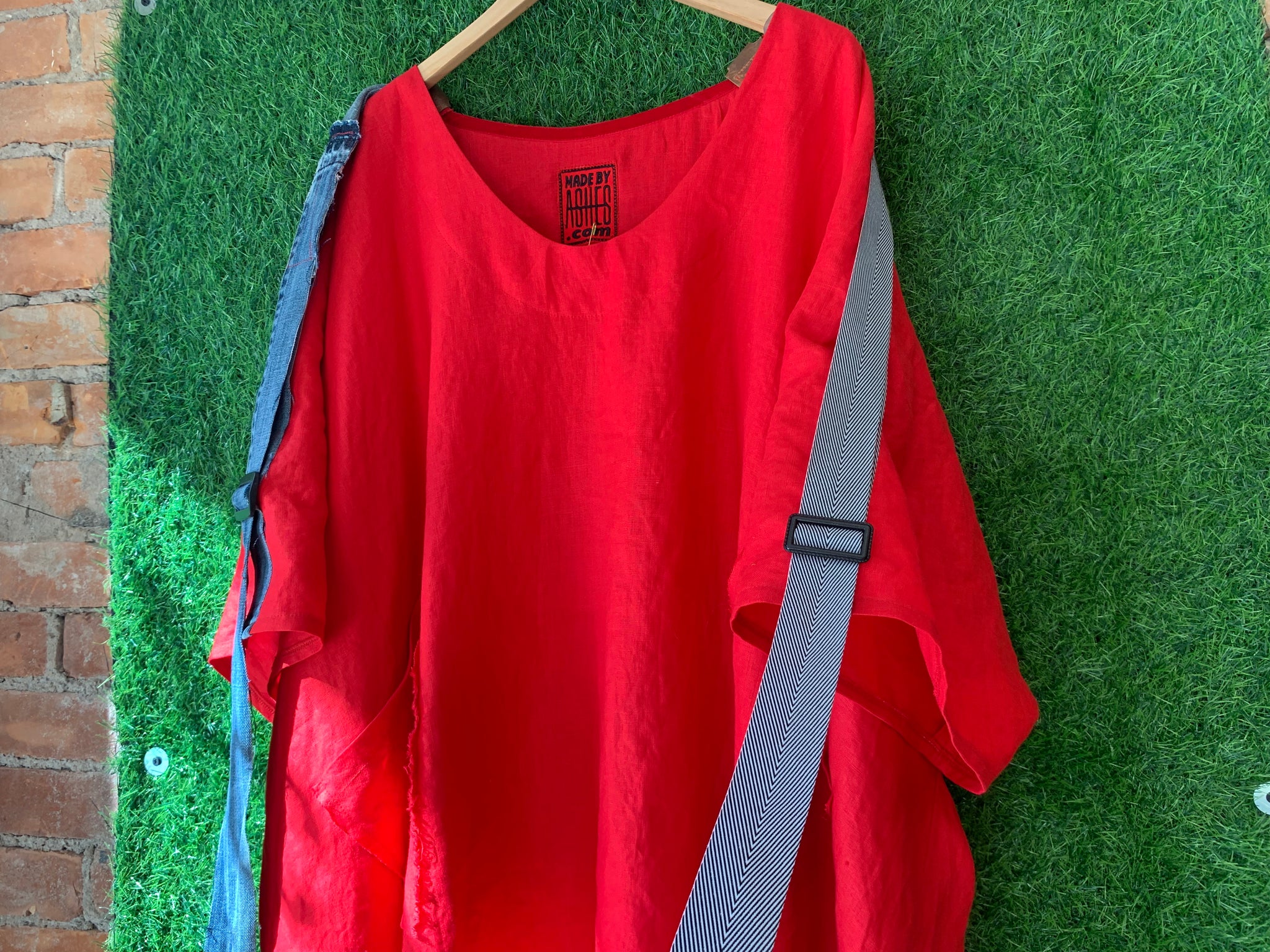 33 RED LINEN SHIRT- FITS UP TO 3XL - ONE OF A KIND
