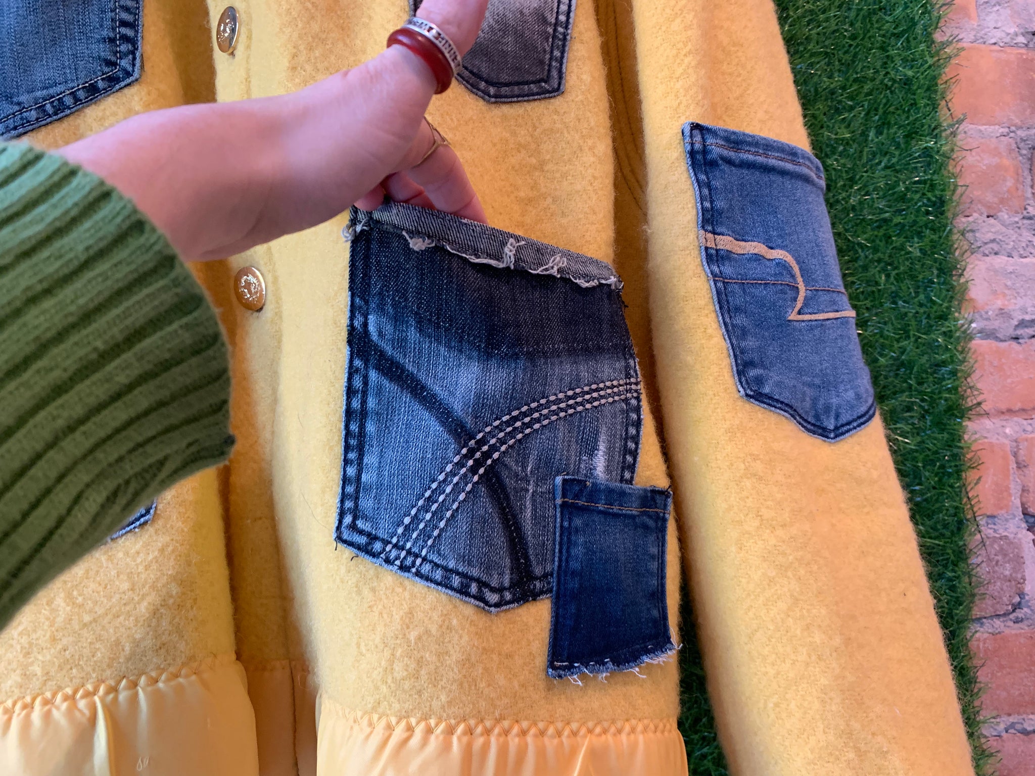 YELLOW WOOL & DENIM UTILITY JACKET